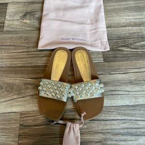 NEW Stuart Weitzman Pearl Slides